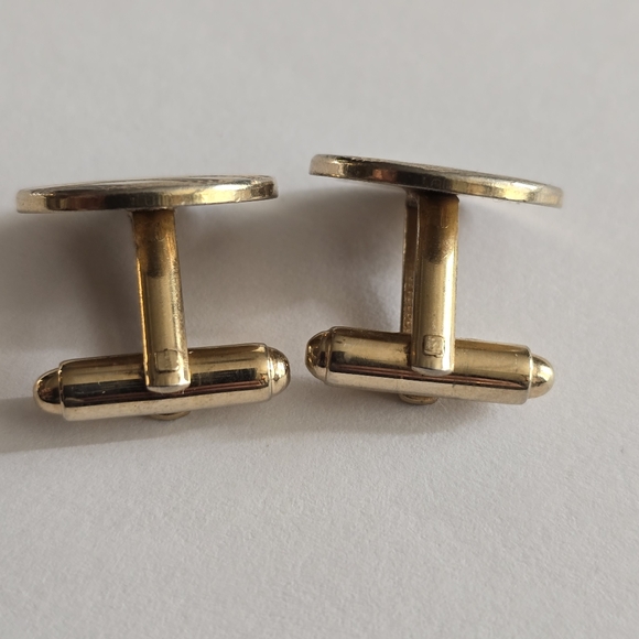 Vintage cuff links crisscross circle gold tone cufflinks criss cross - Picture 3 of 8